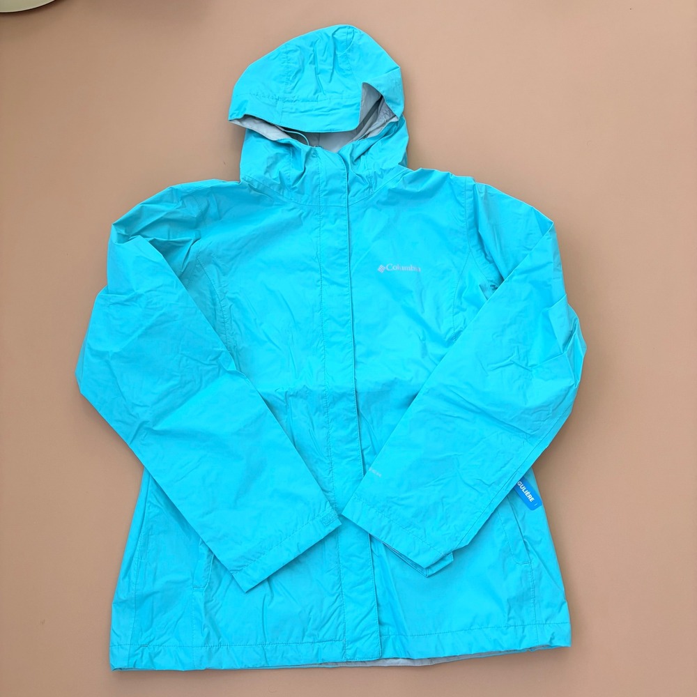 Columbia Arcadia II Jacket Womens Large Teal Blue Breathable Rain Coat Omnitech - Picture 13 of 16